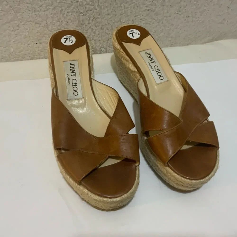 Jimmy Choo brown Espadrille Wedge 3” size 38